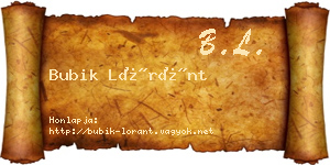 Bubik Lóránt névjegykártya